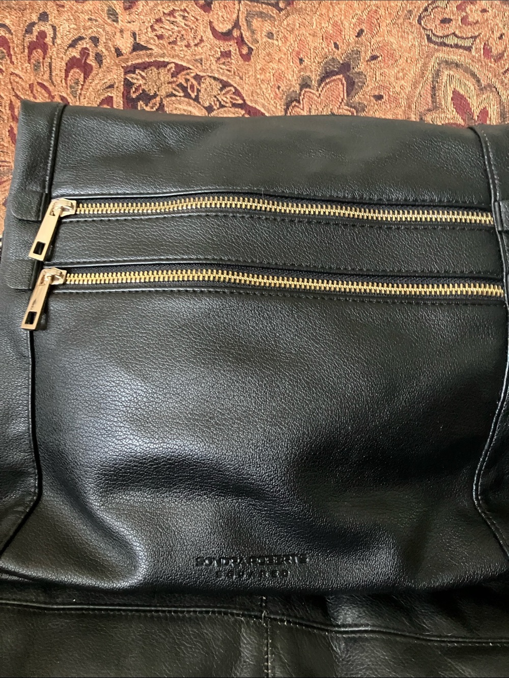 Sondra Roberts Black Backpack with Gold Zippers